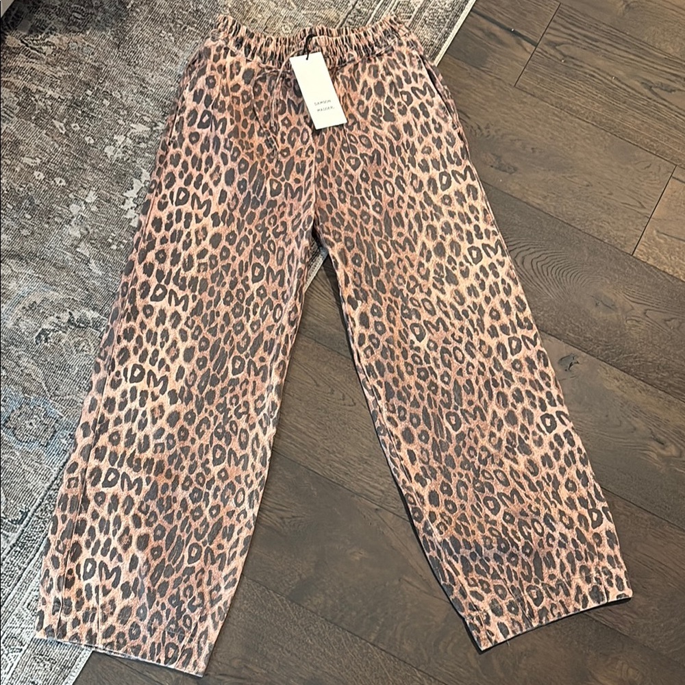Leopard Print Wide Leg Jeans